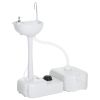 kleankin Portable Camping Sink, 4.5GAL Tank, 6.3GAL Recovery Tank, Handwashing Basin, Recycled Material, Outdoor Events, White