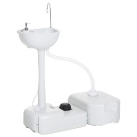 kleankin Portable Camping Sink, 4.5GAL Tank, 6.3GAL Recovery Tank, Handwashing Basin, Recycled Material, Outdoor Events, White