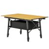 Outsunny 3ft Aluminum Small Folding Table, Portable Camping Table with Storage Bag, Carry Bag for Outdoor Picnic BBQ, Brown