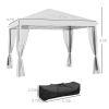 Outsunny 10' x 10' Pop-Up Outdoor Canopy with Sidewalls & Mesh Walls, Instant Setup, Cream White, for Events & Patio