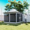 Outsunny 12' x 12' Canopy Tent with Mesh Netting, UPF50+ Pop Up Tent with Carry Bag for Garden, Patio, Light Gray
