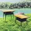 Outsunny 3ft Aluminum Small Folding Table, Portable Camping Table with Storage Bag, Carry Bag for Outdoor Picnic BBQ, Brown