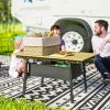 Outsunny 3ft Aluminum Small Folding Table, Portable Camping Table with Storage Bag, Carry Bag for Outdoor Picnic BBQ, Brown