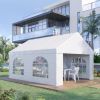 Outsunny 16' x 13' Party Tent Carport with Sidewalls, Four Windows and Double Doors, White Tents for Parties, Wedding and Events