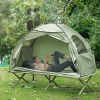 Outsunny 1 Person Folding Camping Cot, Portable Outdoor with Carry Bag, 2-in-1 Elevated Camping Bed Tent Single