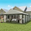 Outsunny 16' x 32' Heavy-duty Large Wedding Tent, Outdoor Carport Garage Party Tent, Patio Gazebo Canopy with Sidewall, Gray
