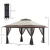 Outsunny Garden Gazebo Oasis: 13x13ft Netted Pop Up Canopy Tent in Beige