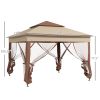 Outsunny Outdoor Patio Pop Up Canopy Gazebo Shelter with Zipper Netting, Carry Bag, 11' x 11', Khaki