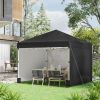Outsunny 10' x 10' Pop Up Canopy with 3 Sidewalls, Leg Weight Bags and Carry Bag, Height Adjustable Party Tent Gazebo for Garden, Patio