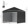 Outsunny 10' x 10' Pop Up Canopy with 3 Sidewalls, Leg Weight Bags and Carry Bag, Height Adjustable Party Tent Gazebo for Garden, Patio