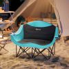 Outsunny Padded Folding Camp Chair for Adults, Double Camping Chairwith Armrests, Cup Holders, Carry Bag for Outdoor, Green