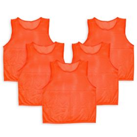5Pcs Mesh Scrimmage Vests Soccer Basketball Team Training Pinnies Jerseys Shirt Adult Plus Size (Option: Orange_AdultPlus)
